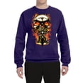 thumbnail image 2 of Flaming Motorycle Hell Fire Skull Biker | Mens Fashion Crewneck Graphic Sweatshirt, Purple, 3XL, 2 of 4