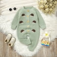 thumbnail image 7 of Onesies Animals Knit Romper Sweater Long Sleeve Button Down Jumpsuit Onesies Green 9 Months-12 Months, 7 of 7