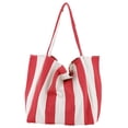 thumbnail image 1 of Bolso de hombro para mujer, bolso de viaje, bolso a rayas, para verano, fiesta al aire libre, vacaciones Raya Ancha Roja, 1 of 8