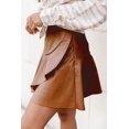 thumbnail image 4 of Faux Leather Skirts For Women High Waisted Ruffled Hem Mini Skirt High quality, 4 of 5