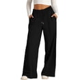 thumbnail image 7 of Fashion Simple Series Solid Color Pants for Women Leisure Loose Wide Leg Pants Comfy Straight Leg Pants with Strap Pockets, 7 of 7
