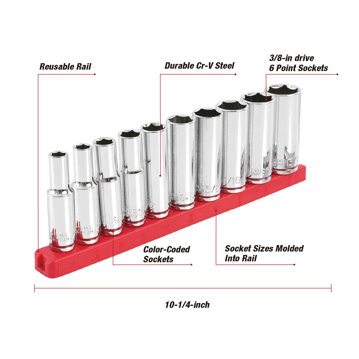 Hyper Tough 11-Piece 3/8-Inch Deep Socket Set (SAE) photo 3