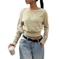 thumbnail image 3 of Women's Off Shoulder Top Cinched Waist Long Sleeve Crop T Shirts Tops Y2k Going Out Yellow S, 3 of 9