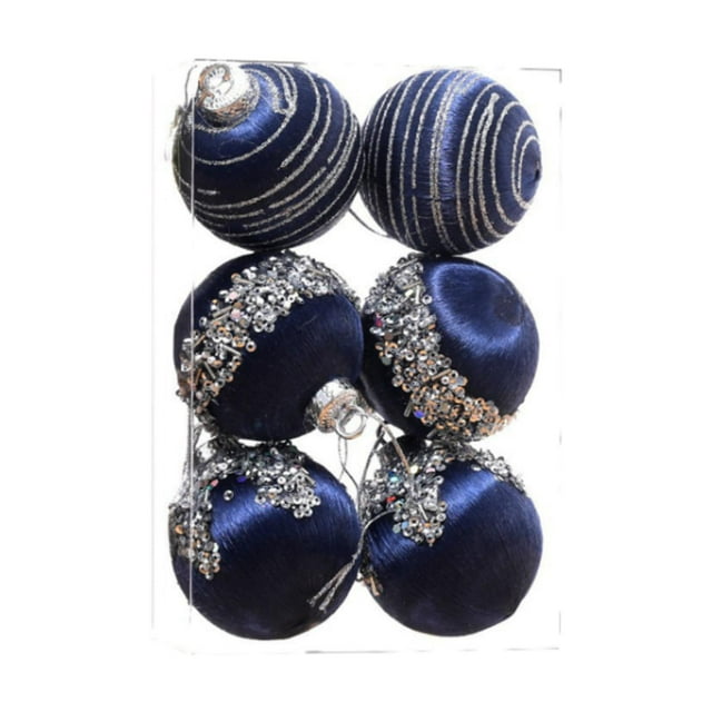 6x adornos de bolas de Navidad adornos colgantes de Navidad decoraciones colgantes para de Navidad para aniversario interior al aire libre año Azul profundo 8cm