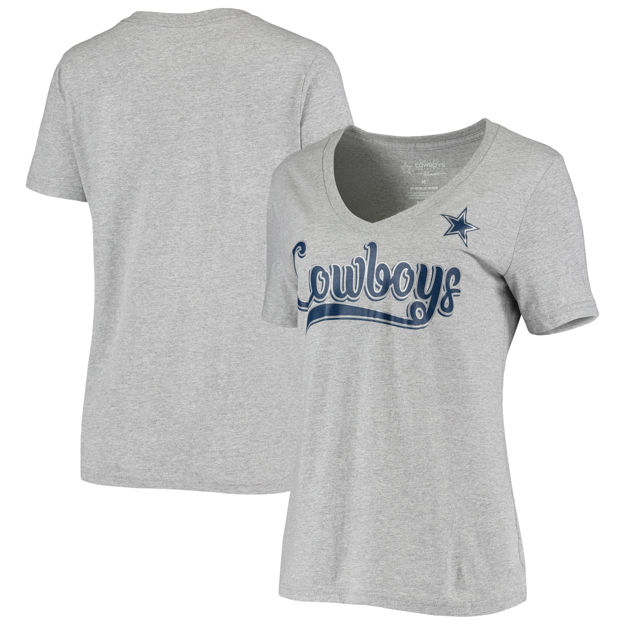 Women's Heathered Gray Dallas Cowboys Lemma V-Neck T-Shirt - Walmart.com - Walmart.com