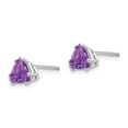 thumbnail image 2 of Real 14kt White Gold 6mm Trillion Amethyst Earrings; for Adults and Teens; for Women and Men, 2 of 3