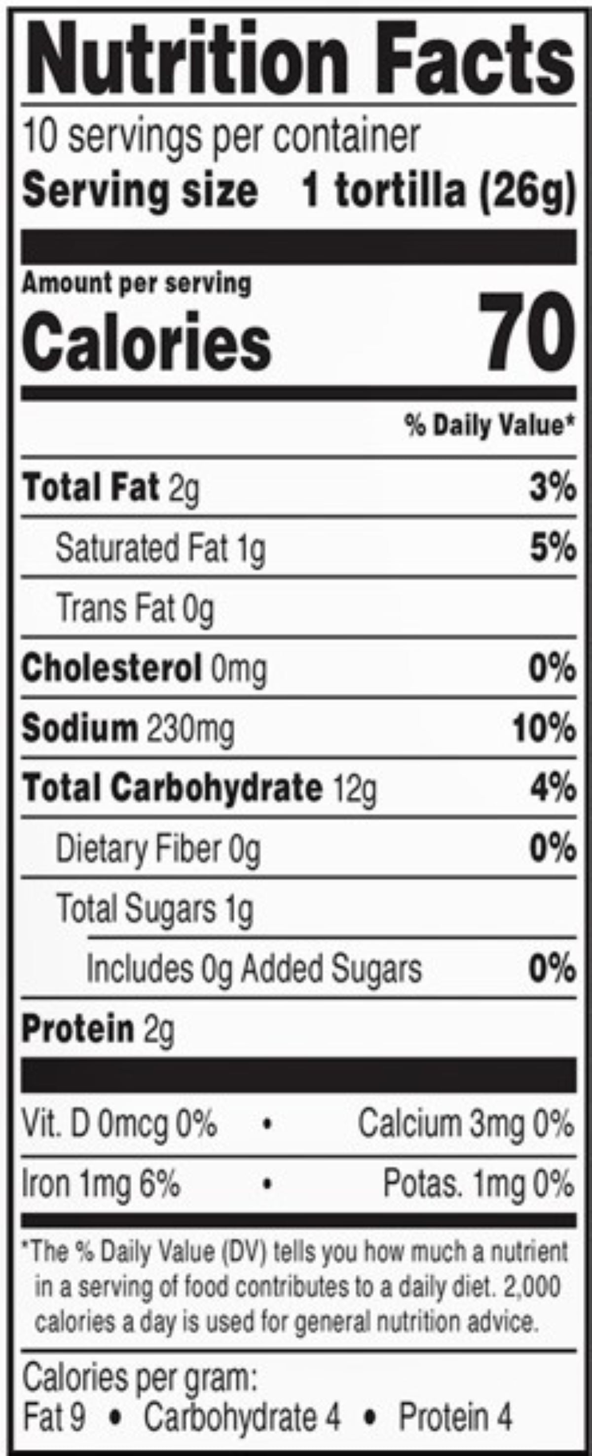 Marketside Authentic 6 Ingredient Flour Tortillas, Street Taco, 10 Count