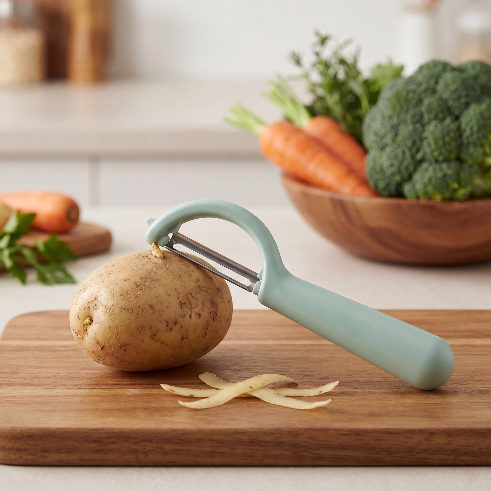 Unique Bargains Plastic Apple and Potato Peeler with Ergonomic Handle Blue 6.5x1.4 inch