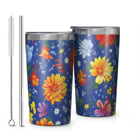 Pioneer Flower 10oz Tumblers Stainless Steel Tumbler with Lid and Straw,Vacuum Insulated Double Wall Travel Tumbler Cups with Cleaning Brush for Coffee, Tea
