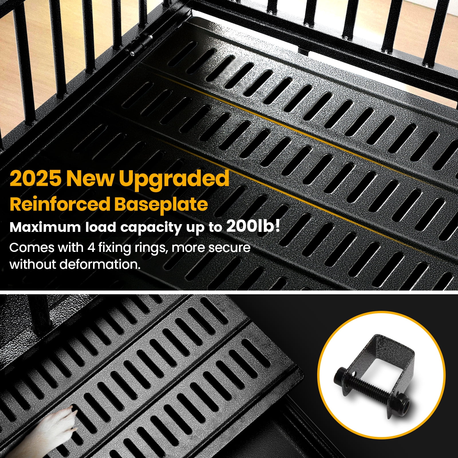 WOKEEN 38 inch Heavy Duty Indestructible Dog Crate,New Upgrade Tray for Large Dogs,XL Dog Crate for High Anxiety Dogs/Sturdy Locks/Double Door with Wheels
