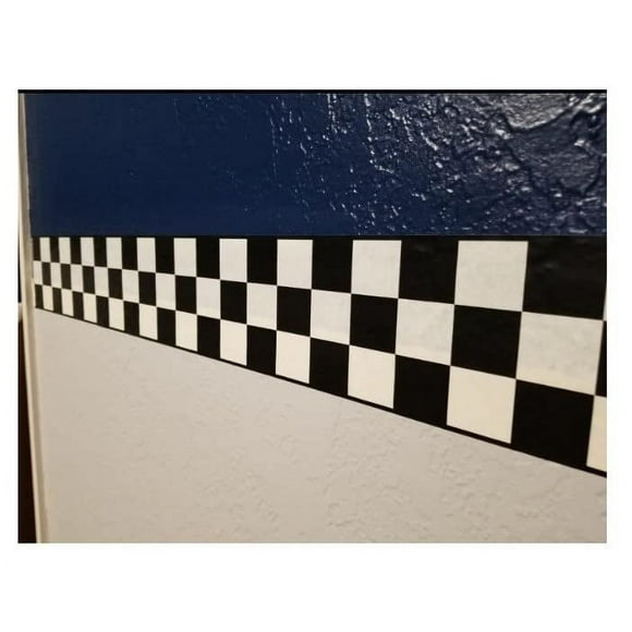 Checkered Flag Cars Wallpaper Border-4.5 Inch (Black Edge)