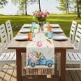 thumbnail image 4 of Table Runners 72 Inches Long Dress Scarves, Easter Farmhouse Kitchen Table Runner, Coffee Tablerunners, Blue Truck Eggs Bunny Vintage Art 14x72 Inch, 4 of 9