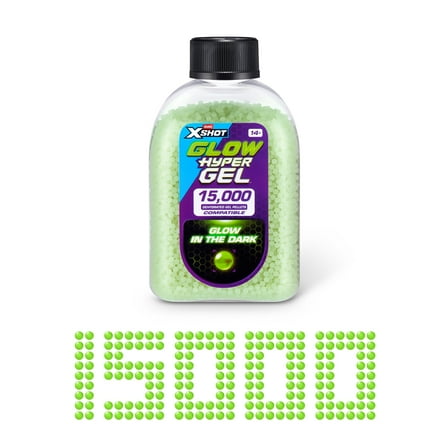 XSHOT Hyper Gel Glow In The Dark Gellet Refill Pack (15,000 gel pellets) by ZURU for Ages 14 