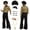 Golden, variant on 70s Disco Costume for Men 6 Pcs Dance Bell Bottom Pants Retro Shirts Wigs Sunglasses Necklace Shirts for Disco Party (Black,L)