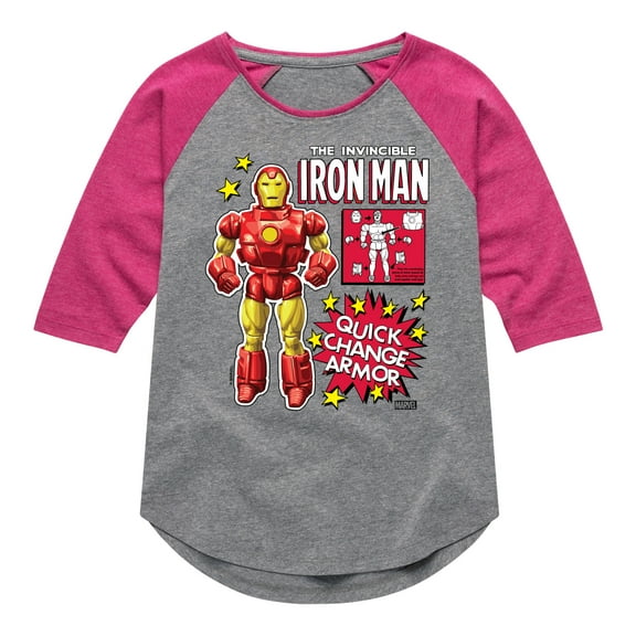 Marvel Iron Man - Action Figure - Toddler And Youth Girls Shirt Tail Raglan