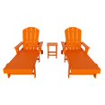 thumbnail image 5 of WestinTrends 3 Piece Adirondack Poly Reclining Chaise Lounge With Arms & Wheels, Orange, 5 of 5