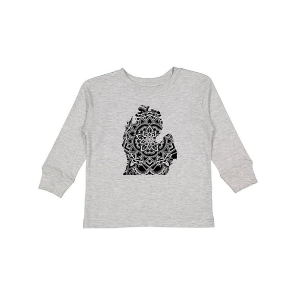 Inktastic Michigan Silhouette Mandala Boys or Girls Long Sleeve Toddler T-Shirt