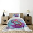 thumbnail image 3 of Ambesonne Music Quilted Coverlet 2 Pcs, Guitar Instrument, Twin Size, Lavender Magenta, 3 of 5
