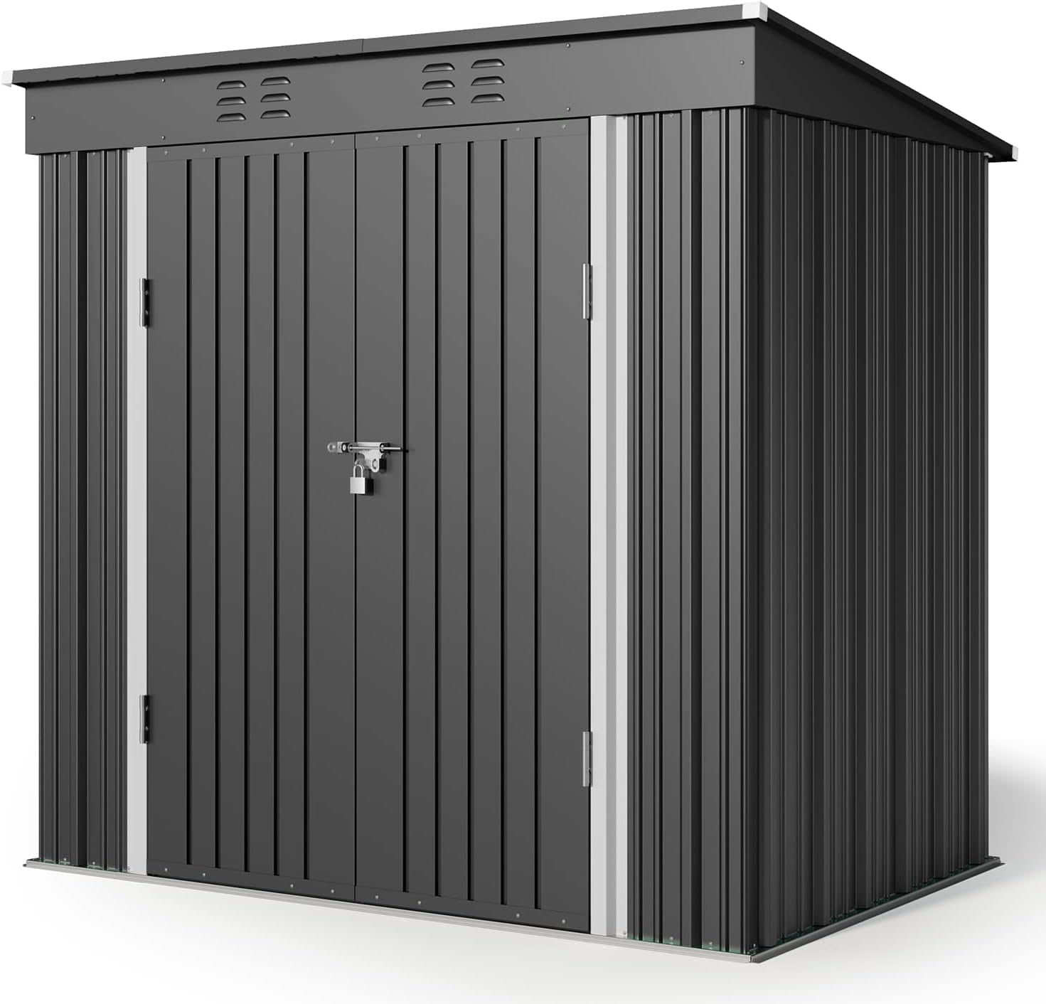 6 x 4 FT Metal Storage Shed Clearance, Galvanized Steel Garden Tool Shed with Lockable Doors for Backyard, Patio, Lawn
