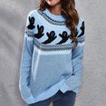 thumbnail image 2 of IROINID Rabais T-Shirts à Manches Longues pour Femmes Imprimé Col Rond T-Shirt Blouse Hauts Chandail, Bleu Pâle, 2 of 6