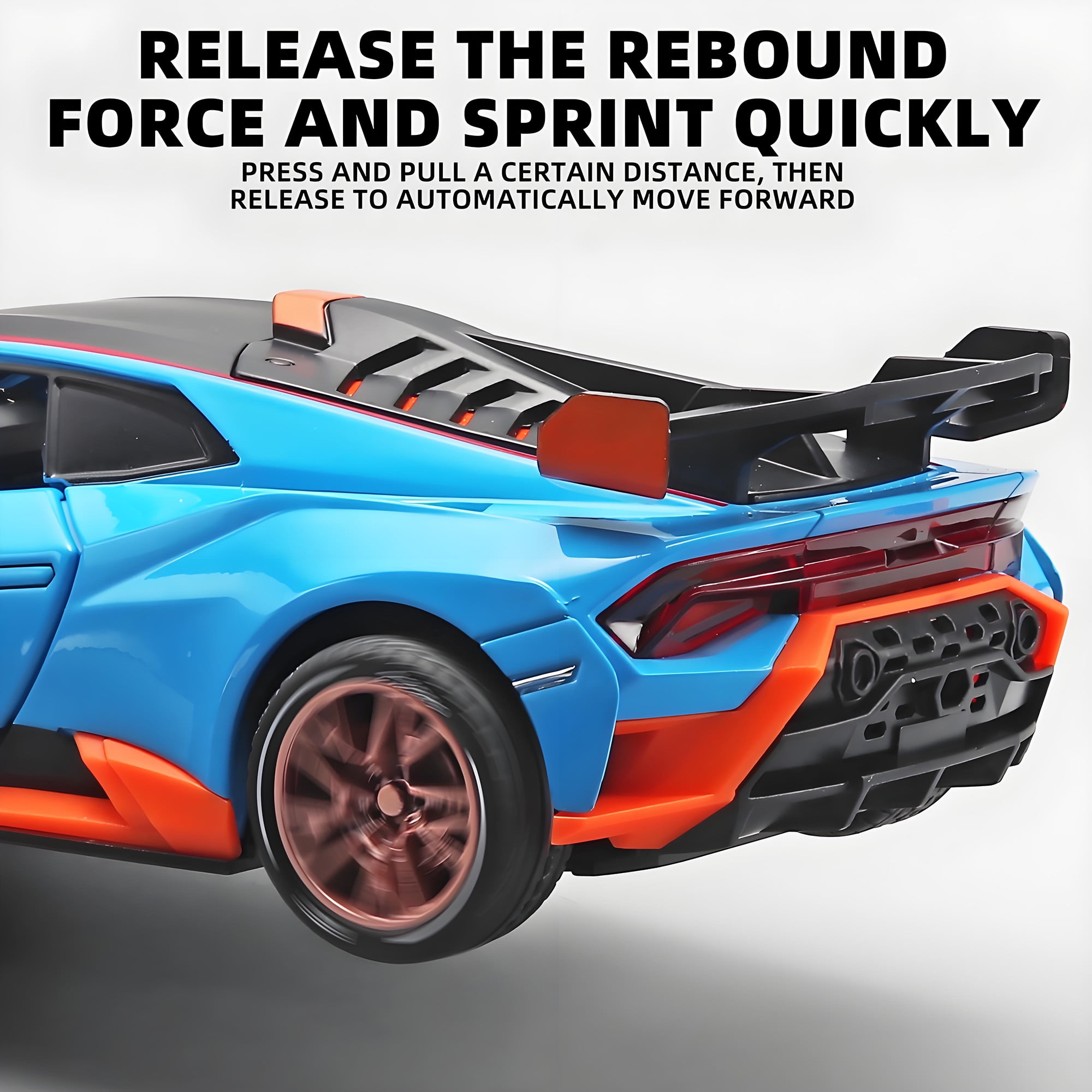 Anmyjuly Model Car 1/24 Scale Lambo Huracan STO Die Cast Metal Toy Cars,Pull-back Car with Lights and Sounds,Blue