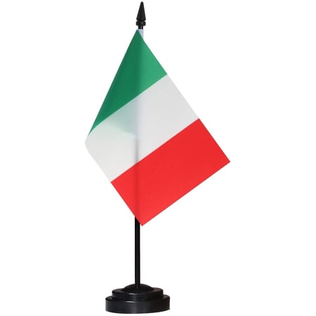 Italy Deluxe Desk Flag Set - 6 x 4 Inch Miniature Italian Desktop Flag ...
