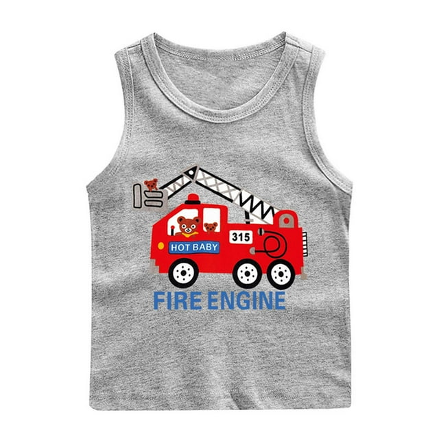RXIRUCGD 2025 Vêtements d'Été pour Enfants Chemise de Base à Col Rond Sans Manches pour Garçons