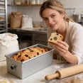 thumbnail image 4 of TIELUTT Aluminum Alloy Loaf Pan with Center Tube Non Stick Bread Baking Pan for Cake for Bakeware with Lids for Oven Bakeware Organizer Baking Sheets for Oven with Rack Bakeware with Lids Bake Ware. S, 4 of 4