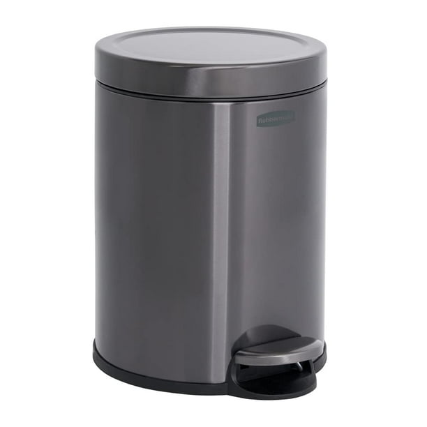 Bote de basura Rubbermaid de acero inoxidable de 6 litros con tapa, color carbón
