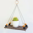 thumbnail image 3 of Soporte para plantas vintage con decoración de nogal con cuentas para un hogar acogedor Estante de pared de madera retro, 3 of 8