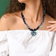 thumbnail image 2 of Unique Bargains 1 Pc Stylish Scarf Necklace with Charm Adjustable Tie Statement Choker for Women Navy Blue, 2 of 5