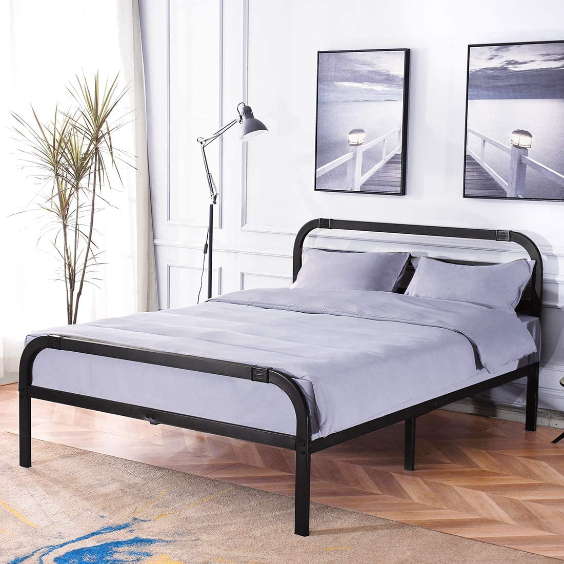14 Inch Heavy Duty Slat Bed Frame Metal Platform Mattress Support Bedroom Strong 