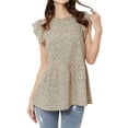 thumbnail image 4 of Nlife Women Ruffled Short Sleeve Button Closure Polka Dots Shirt, 4 of 7