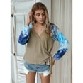 thumbnail image 2 of Two Tone Printed Surplice Neck Waffle Knit Sweater for Women, 2 of 3
