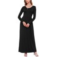 thumbnail image 4 of Women's Long Sleeve Loose Plain Maxi Dresses Casual Long Dresses with Pockets,US Size,Long Sleeve Dark green,L, 4 of 6