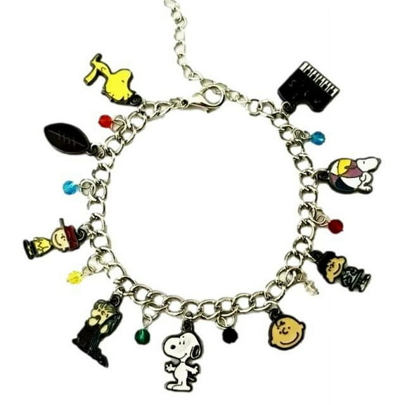 Peanuts Cartoon Dog And Friends Themed Metal Novelty Charm Bracelet