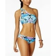 thumbnail image 2 of Bar III BLUE Hot Tropic Printed One-Shoulder Crop Bikini Swim Top, US X-Large, 2 of 4