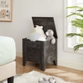 thumbnail image 4 of VECELO 17.7 in Storage Ottoman, Wooden Toy Box Organizer with U-Shaped Cut-Out Pull, Shoe Bench, Safety Hinge, Storage Chest for Entryway, Living Room, Bedroom, Charcoal Gray, 4 of 9