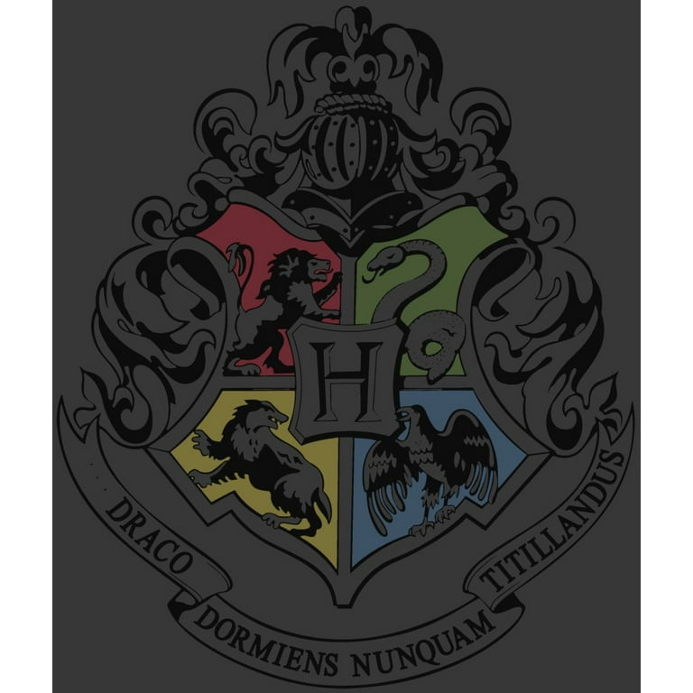 Harry Potter Hogwarts School Crest Men\'s Athletic Heather Grey Hoodie-S