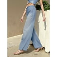 thumbnail image 6 of PAOLA RIBONI Women's Drawstring Wide Leg Jeans High Waisted Loose Fit Denim Pants Polyester, 6 of 15