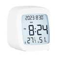 thumbnail image 2 of Pequeño reloj despertador digital Reloj de noche Pantalla LCD compacta Modo de repetición de 12 horas/24 horas para mesa de dormitorio y viajes con Blanco BLESIY Reloj despertador digital, 2 of 8