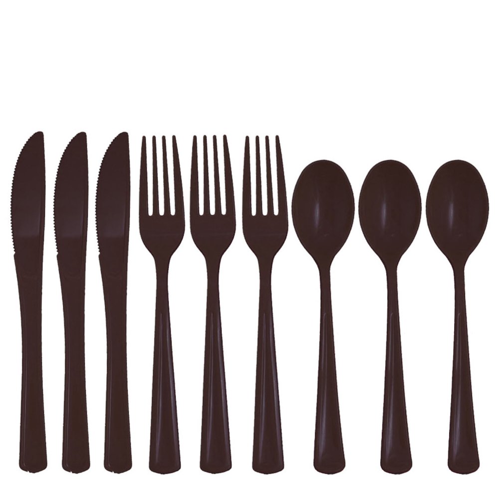 Exquisite Disposable Plastic Cutlery Combo 24 Piece Party Pack Includes 8 Forks, 8 Spoons