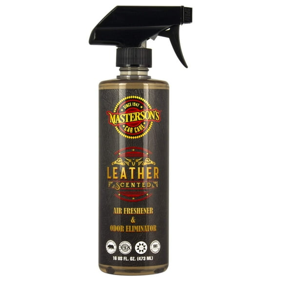 MASTERSON'S CAR CARE MCC_126_16 Leather Scented Air Freshener & Odor Eliminator - Luxury Sprayable Scent For Cars, Trucks, Hotels, Home, and Office - Removes Smoke and Pet Odors (16 oz) Brown