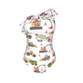 thumbnail image 4 of Yiaed Excavator Print Women One Piece Swimsuits Tummy Control One Shoulder Bathing Suits Pattern Ruffle Swimwear-X-Large, 4 of 8