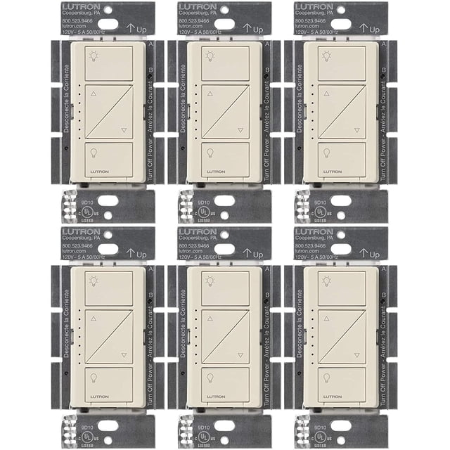 Interruptor de intensidad inteligente Lutron Caseta Original de 150 W LED, paquete de 6