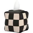 thumbnail image 1 of Tissue Box Cover,Square Tissue Box Holder,Modern PU Leather Woven,Stylish Checkerboard Design,For Living Room,Decorative Shelf,Bathroom (Black), 1 of 4