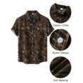 thumbnail image 4 of Hanerdun Men Beach Shirts Male Button Down Blouse Casual Summer Top Brown M, 4 of 5