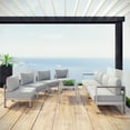 thumbnail image 2 of Modway Shore 7 Piece Outdoor Patio Sectional Sofa Set in Silver Gray, 2 of 8