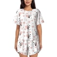 thumbnail image 1 of Xecao Heart Panda Pattern Women's Short Sleeve Pajama Set Soft Sleepwear Lounge Set with Button Front Top and Drawstring Shorts with Pockets-Medium, 1 of 6