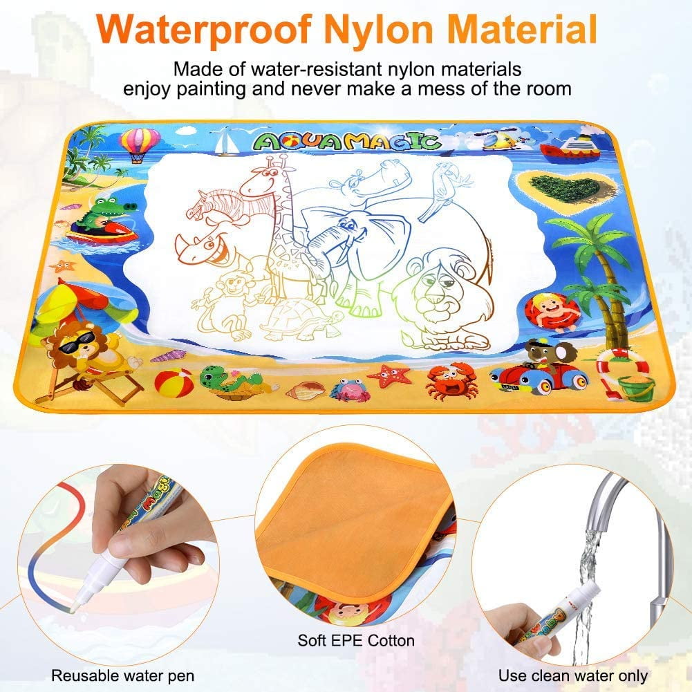 ESDPAL Aqua Magic Mat 60 X 40 inches Extra Large Water Drawing Doodle Mat Coloring Mat for Kids Toddlers 3 4 5 6 7 8 Year Old